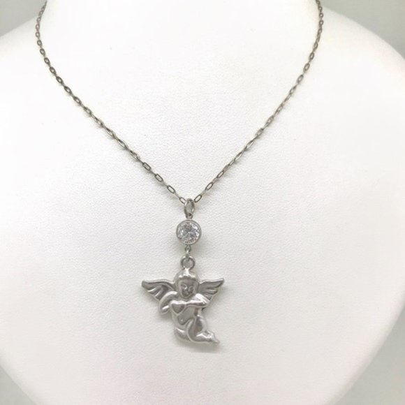 NWT SS guardian angel and crystal dangle necklace - Picture 7 of 7